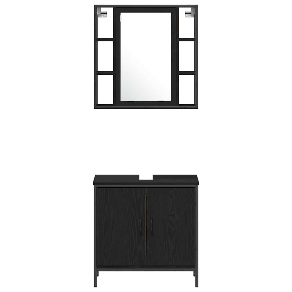 Badeværelsesmøbel Sæt Med Hylde 4 Pcs Sort 33 X 33 X 185.5 Cm - Billede 9