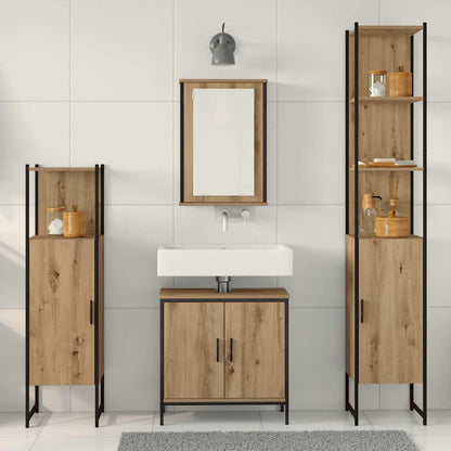 Badeværelsesmøbel Sæt Med Hylde 4 Pcs Brun 33 X 33 X 185.5 Cm - Billede 4