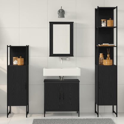 Badeværelsesmøbel Sæt Med Hylde 4 Pcs Sort 33 X 33 X 185.5 Cm - Billede 4
