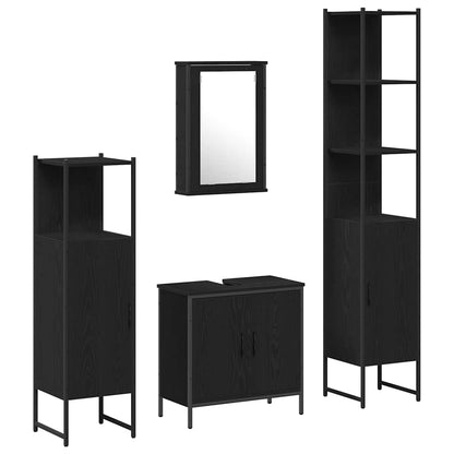 Badeværelsesmøbel Sæt Med Hylde 4 Pcs Sort 33 X 33 X 185.5 Cm - Billede 2