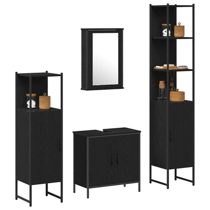 Badeværelsesmøbel Sæt Med Hylde 4 Pcs Sort 33 X 33 X 185.5 Cm - Billede 3