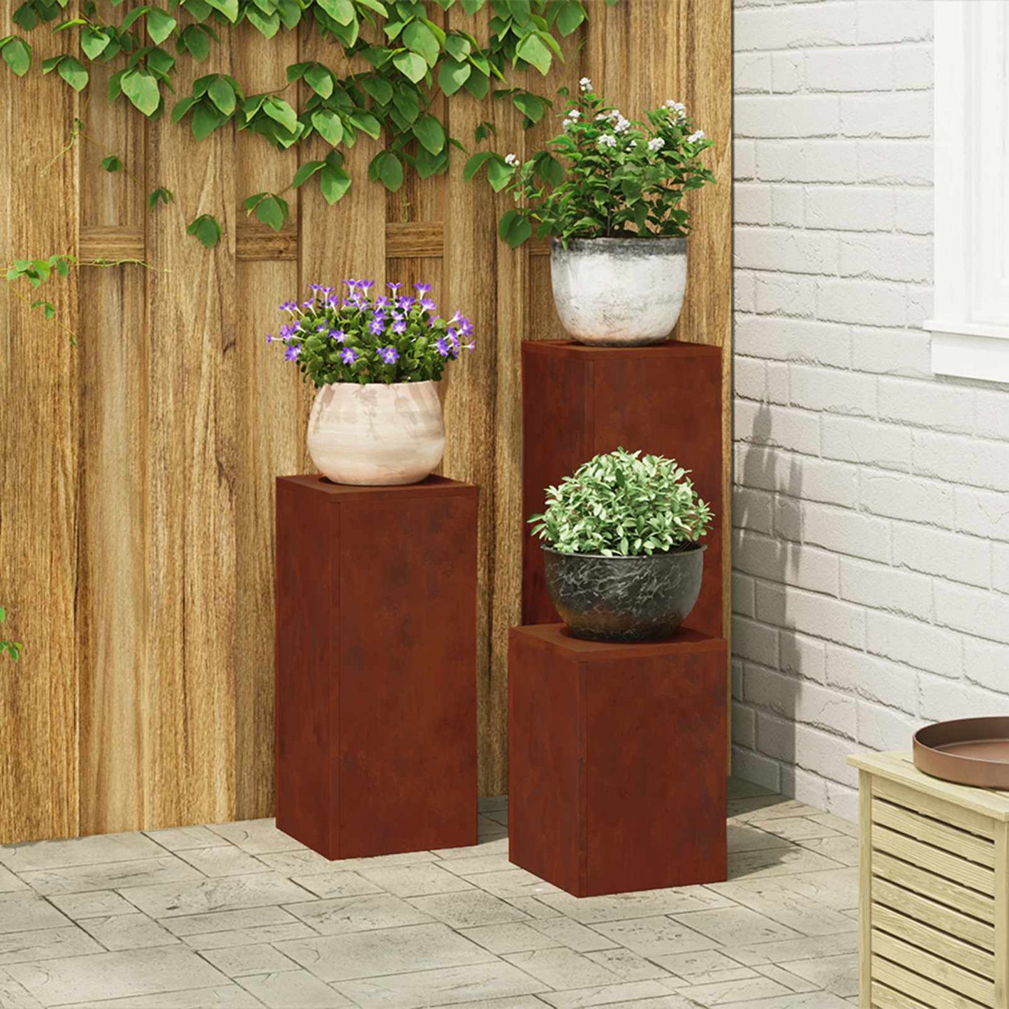 Planteholder 2 Dele 24 X 24 X 35 Cm Stål - Variant 865833