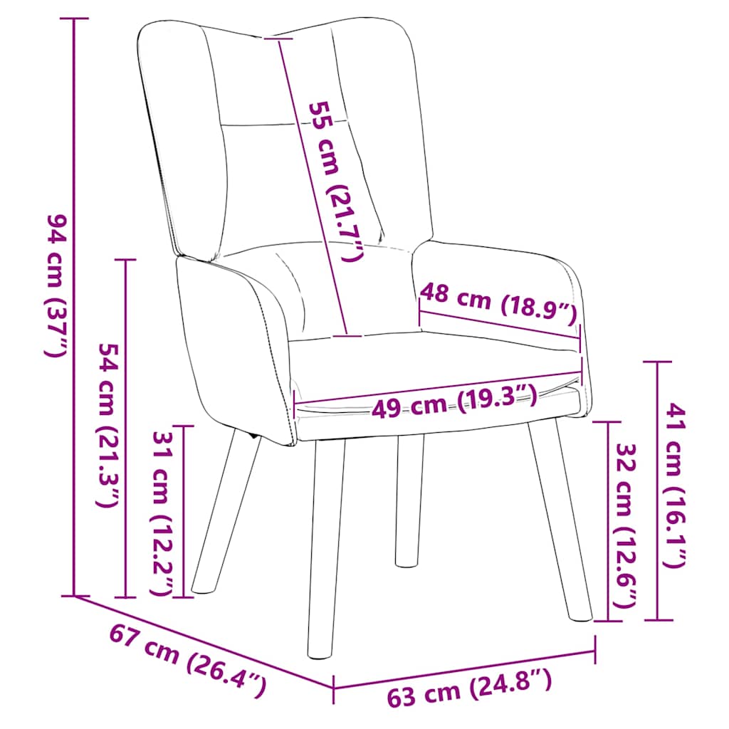 Lænestol 63 X 67 X 94 Cm Fløjl - Billede 9