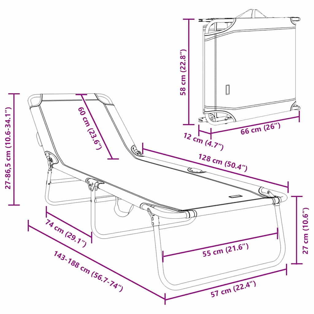 Foldestol 188 X 57 X 86,5 Cm Polyester - Billede 12