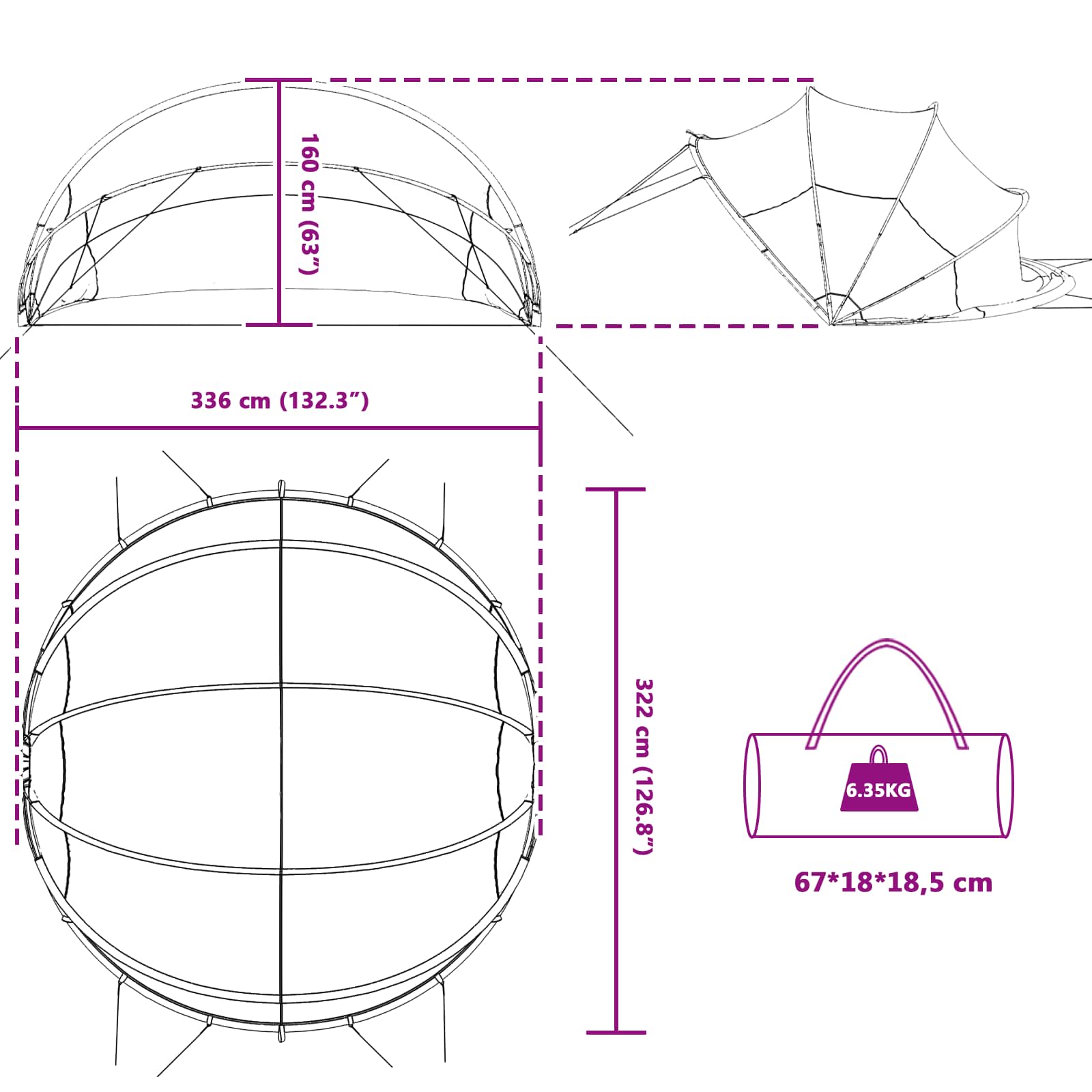 Pool Dome 336 X 322 X 160 Cm - Billede 15
