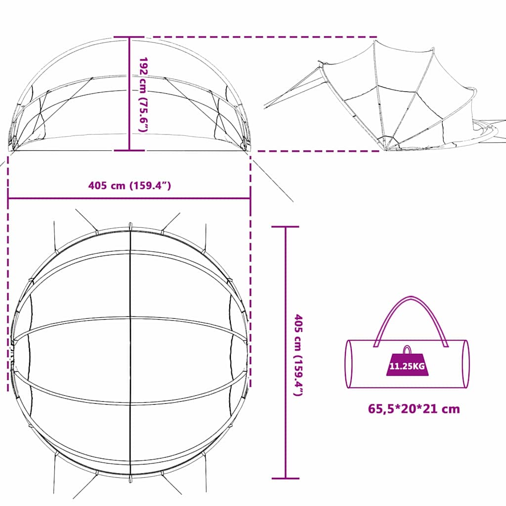 Pool Dome Og Orange 405 X 405 X 192 Cm - Billede 15