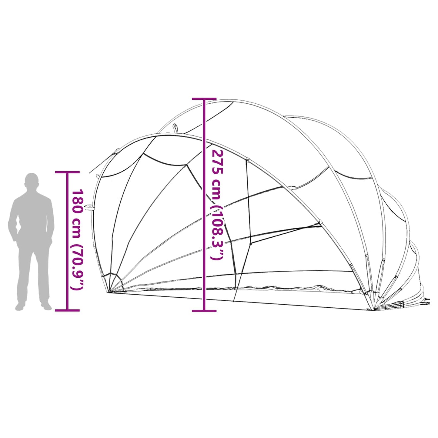 Pool Dome 592 X 590 X 275 Cm 185t Polyester Med Pu-belægning - Billede 18