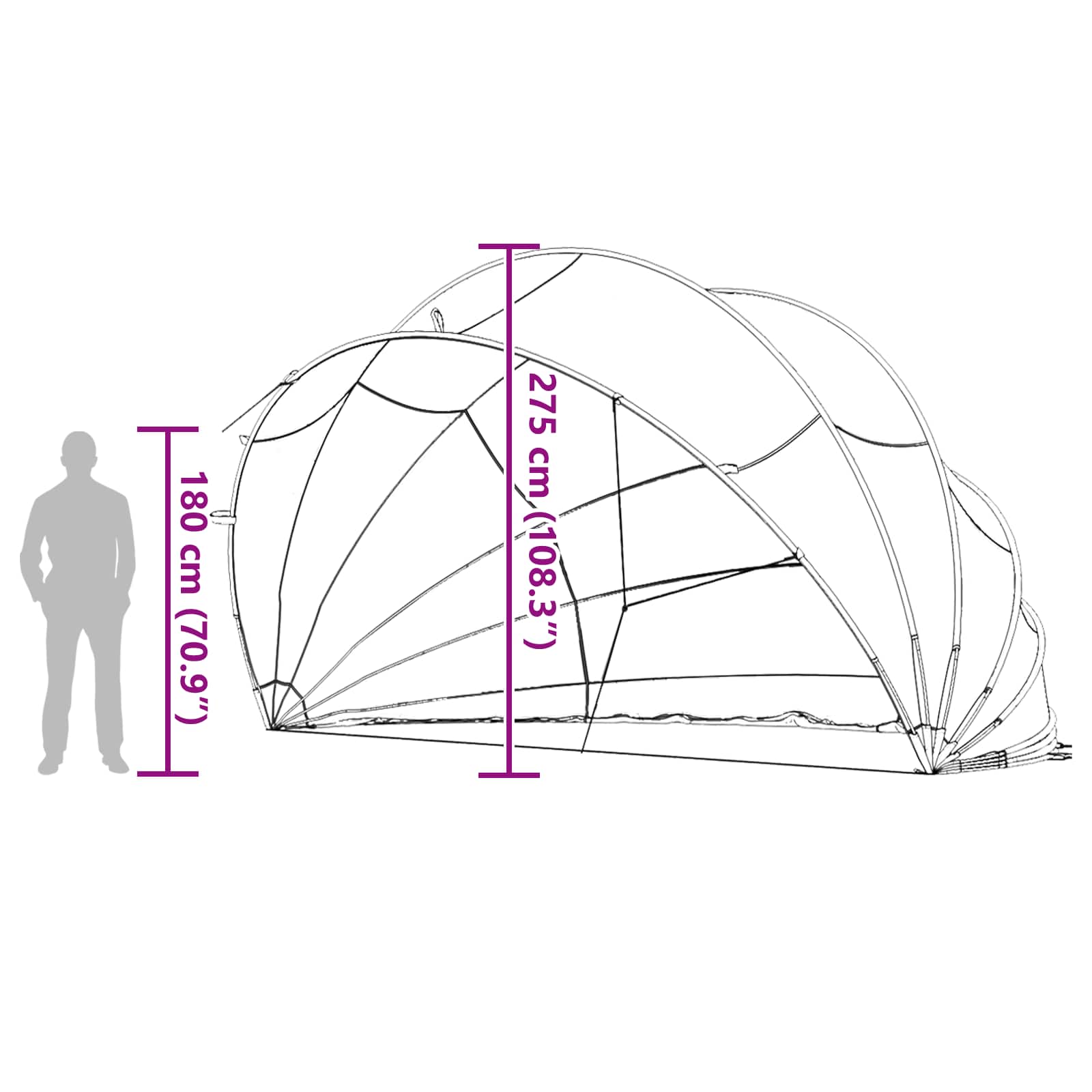 Pool Dome 592 X 590 X 275 Cm 185t Polyester Med Pu-belægning - Billede 18