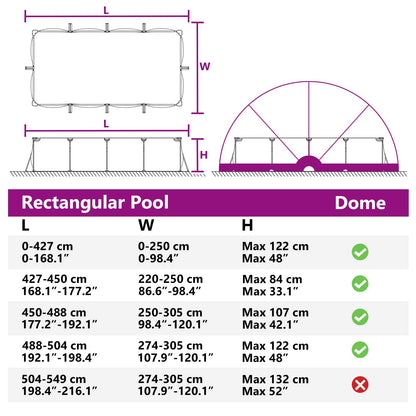 Pool Dome 592 X 590 X 275 Cm 185t Polyester Med Pu-belægning - Billede 17