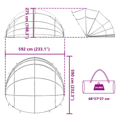 Pool Dome 592 X 590 X 275 Cm 185t Polyester Med Pu-belægning - Billede 15