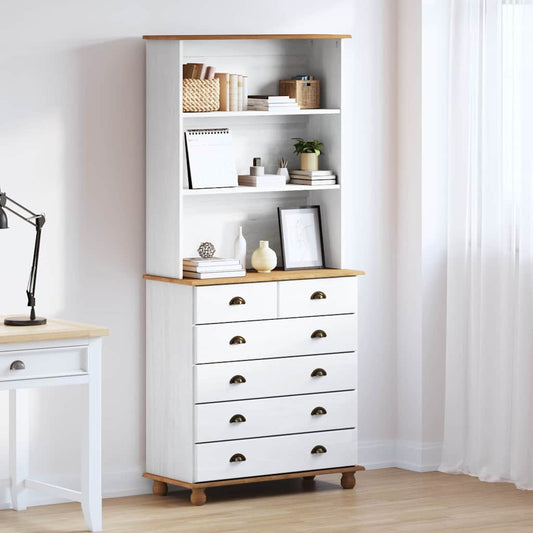 Skab Med Skuffe Askim Hvid 91 X 40 X 200.5 Cm Massivt Fyrretræ - Hovedbillede