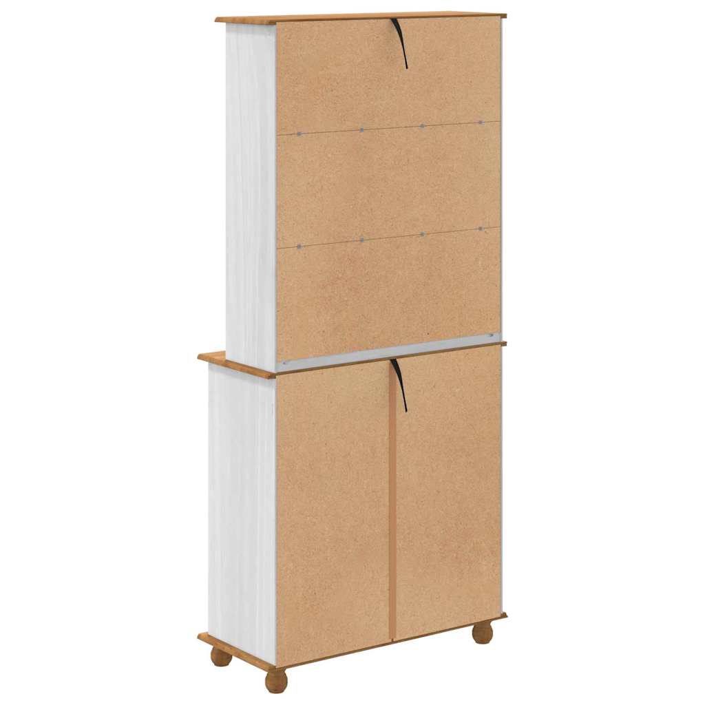 Skab Med Skuffe Askim Hvid 91 X 40 X 200.5 Cm Massivt Fyrretræ - Billede 10