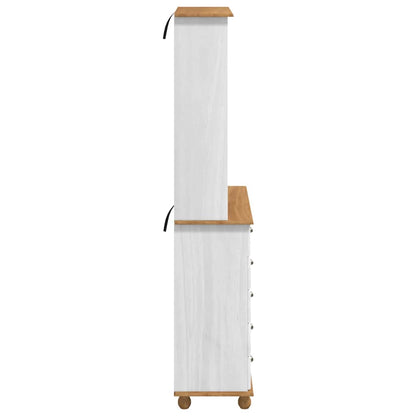 Skab Med Skuffe Askim Hvid 91 X 40 X 200.5 Cm Massivt Fyrretræ - Billede 9