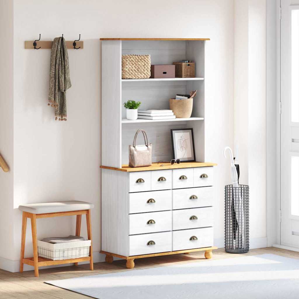 Skab Med Skuffe Askim Hvid 91 X 40 X 184 Cm Massivt Fyrretræ - Billede 4