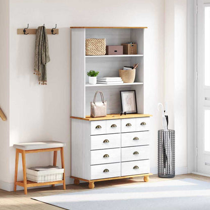 Skab Med Skuffe Askim Hvid 91 X 40 X 184 Cm Massivt Fyrretræ - Billede 4