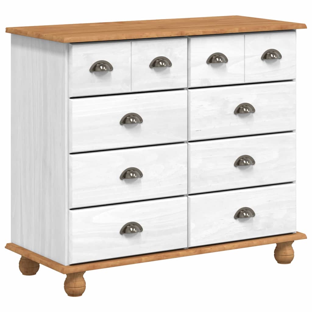 Skab Med Skuffe Askim Hvid 91 X 40 X 184 Cm Massivt Fyrretræ - Billede 5