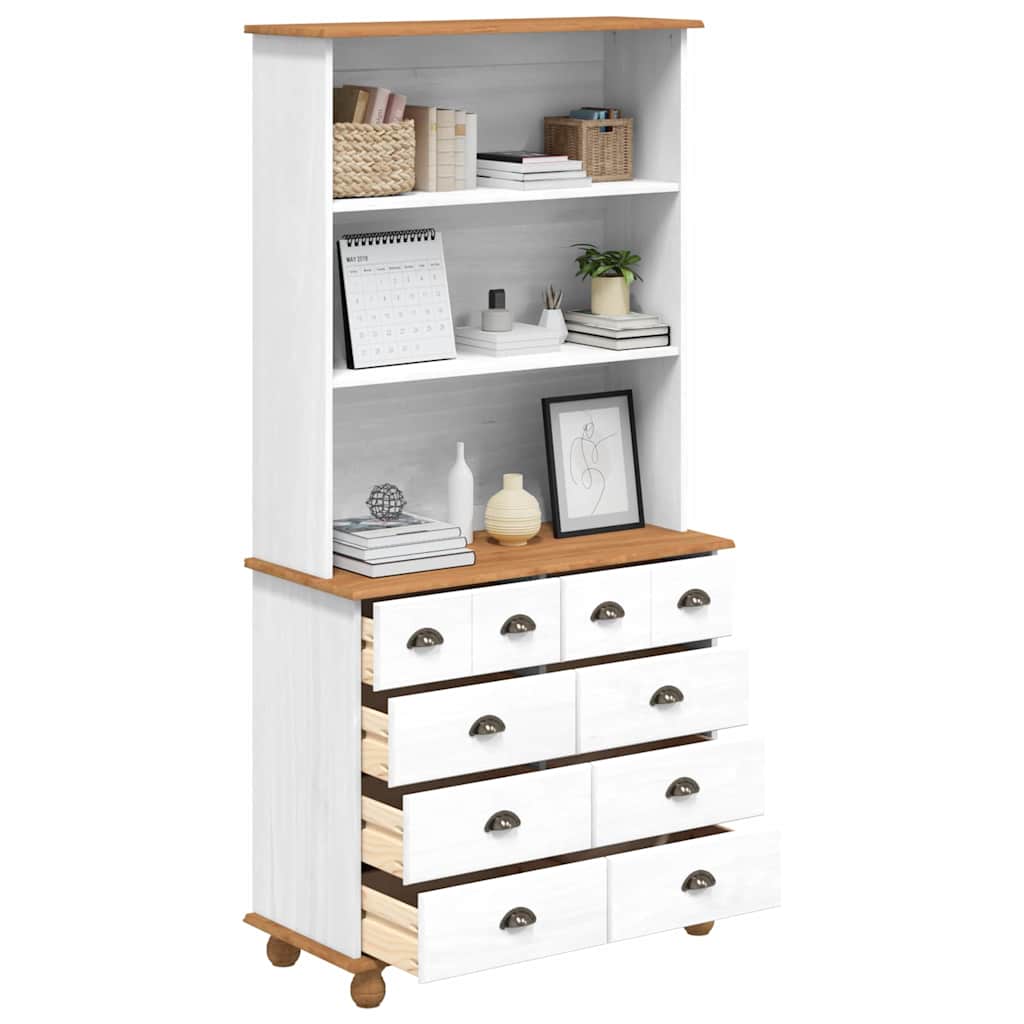 Skab Med Skuffe Askim Hvid 91 X 40 X 184 Cm Massivt Fyrretræ - Billede 3