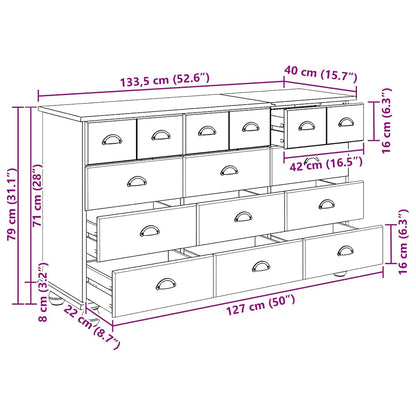 Skuffeskab Askim 79 X 40 X 133,5 Cm Massiv Fyrretræ - Billede 12