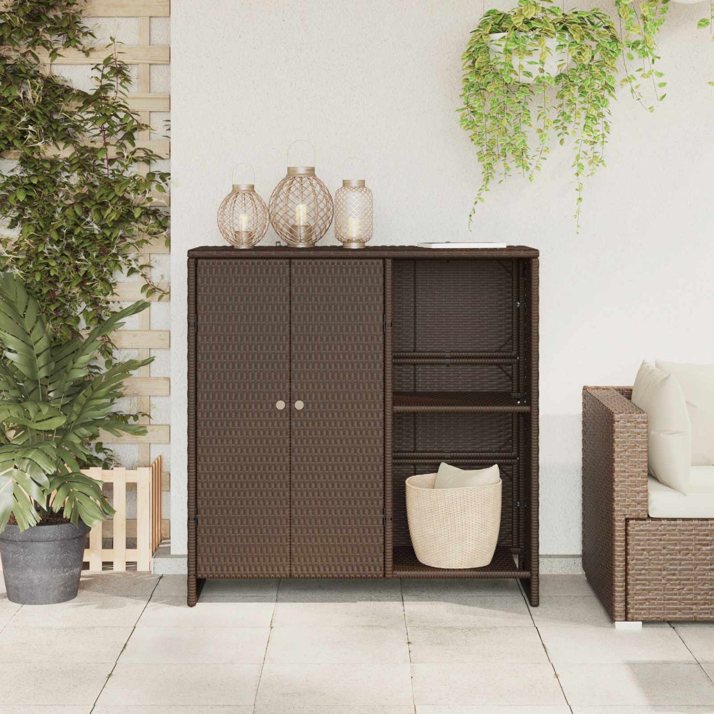 Opbevaringsskab Med Hylde Med Dør 100 X 36 X 102 Cm Rattan - Billede 3