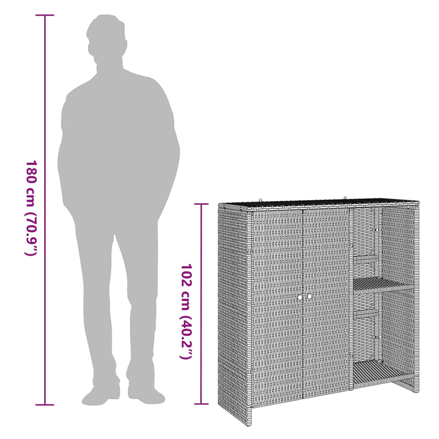 Opbevaringsskab Med Hylde Med Dør 100 X 36 X 102 Cm Rattan - Billede 12