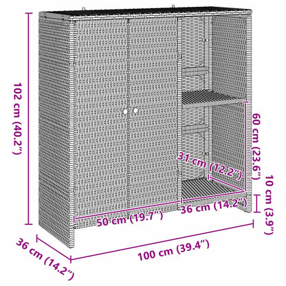 Opbevaringsskab Med Hylde Med Dør 100 X 36 X 102 Cm Rattan - Billede 10