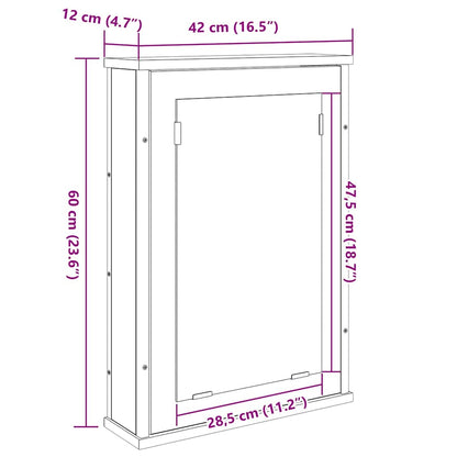 Spejlskab Med Hylde Sonoma Eg 42 X 12 X 60 Cm Konstrueret Træ - Billede 12