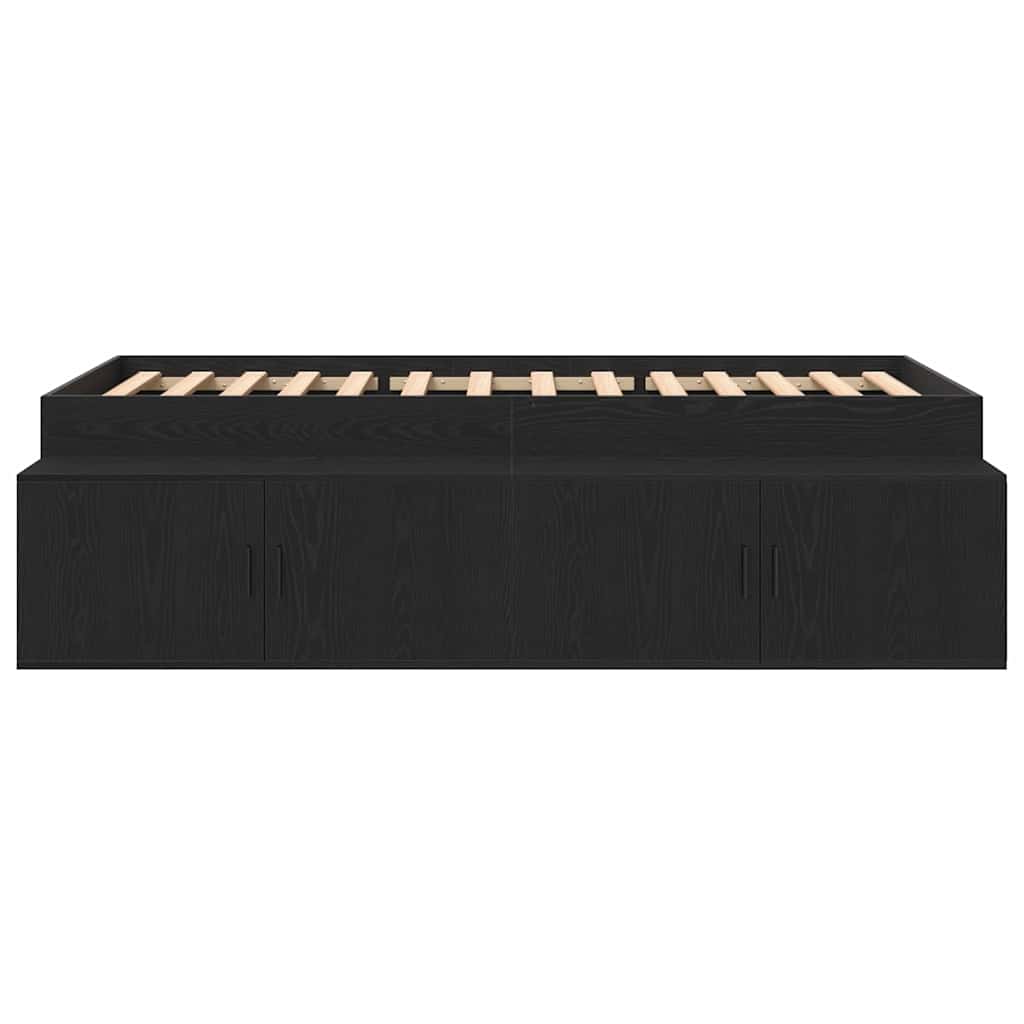 Seng Med Opbevaring Sort Eg 100 X 200 Cm Konstrueret Træ - Billede 6