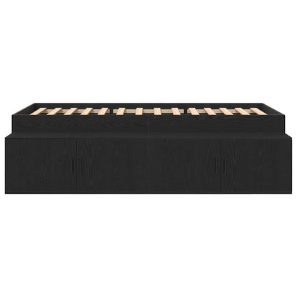 Seng Med Opbevaring Sort Eg 100 X 200 Cm Konstrueret Træ - Billede 6