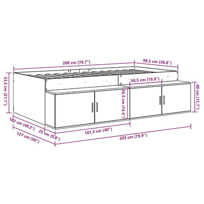 Seng Med Opbevaring Sort Eg 100 X 200 Cm Konstrueret Træ - Billede 13
