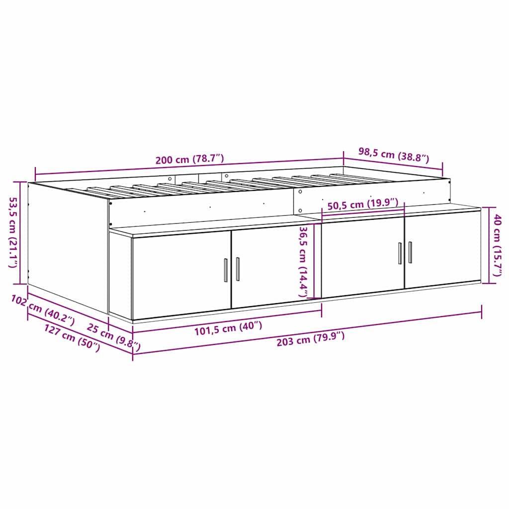 Seng Med Opbevaring Gammelt Træ 100 X 200 Cm Konstrueret Træ - Billede 13