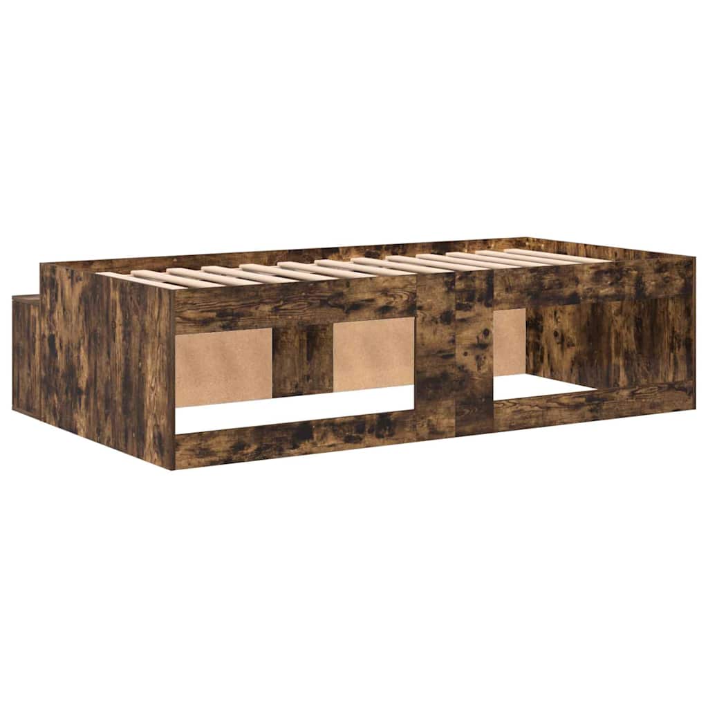 Seng Med Opbevaring Røget Eg 90 X 190 Cm Konstrueret Træ - Billede 8