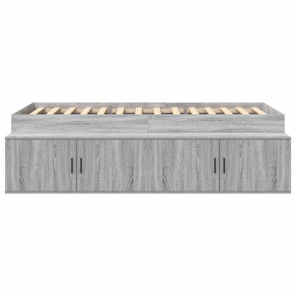 Seng Med Opbevaring Grå Sonoma-eg 90 X 190 Cm Konstrueret Træ - Billede 6