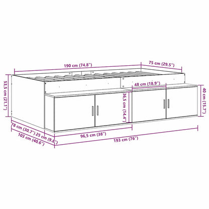 Seng Med Opbevaring Hvid 75 X 190 Cm Konstrueret Træ - Billede 13