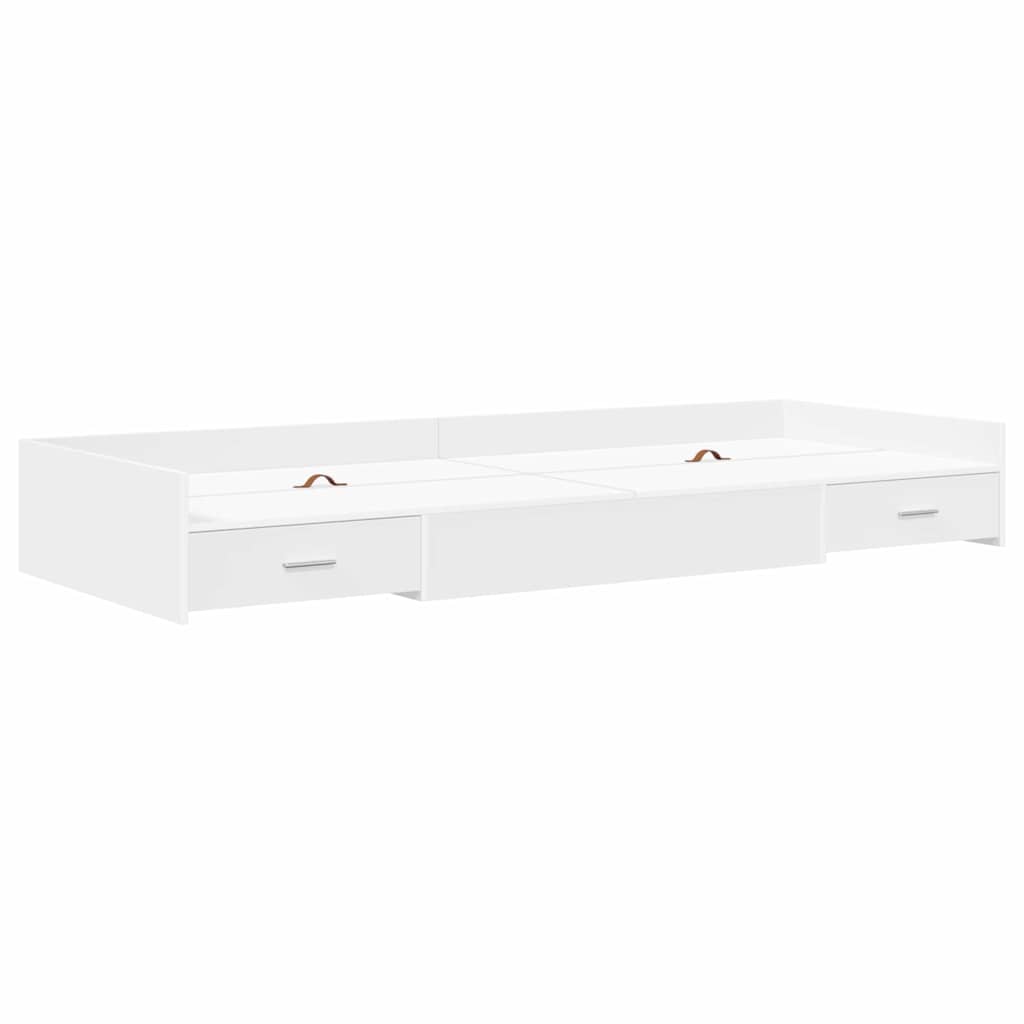 Seng Med Opbevaring Med Hovedgærde Hvid 100 X 200 Cm Konstrueret Træ - Billede 2