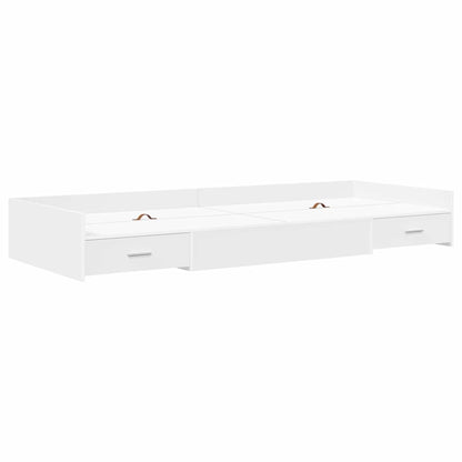 Seng Med Opbevaring Med Hovedgærde Hvid 100 X 200 Cm Konstrueret Træ - Billede 2
