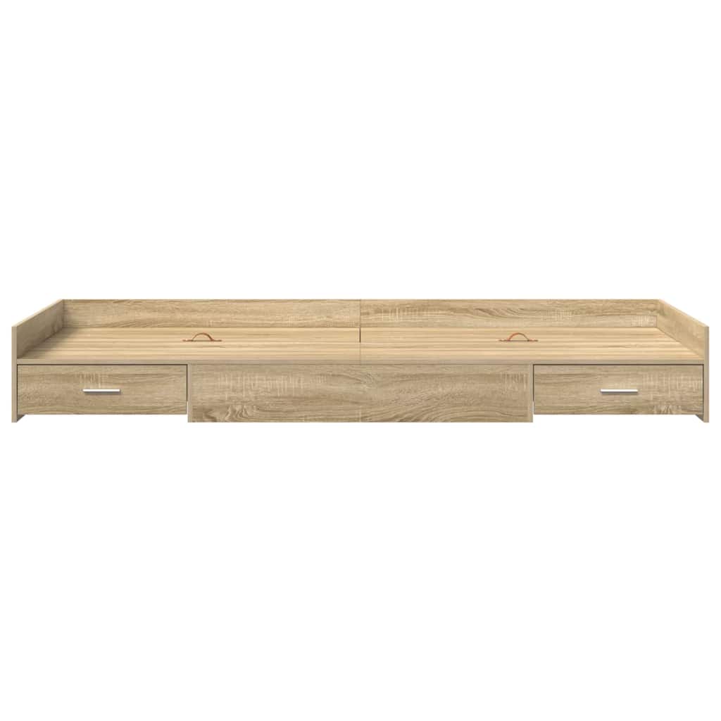 Seng Med Opbevaring Med Skuffe Sonoma Eg 100 X 200 Cm Konstrueret Træ - Billede 5