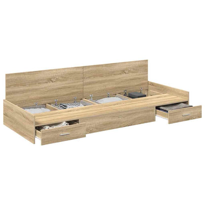 Seng Med Opbevaring Med Skuffe Sonoma Eg 100 X 200 Cm Konstrueret Træ - Billede 3