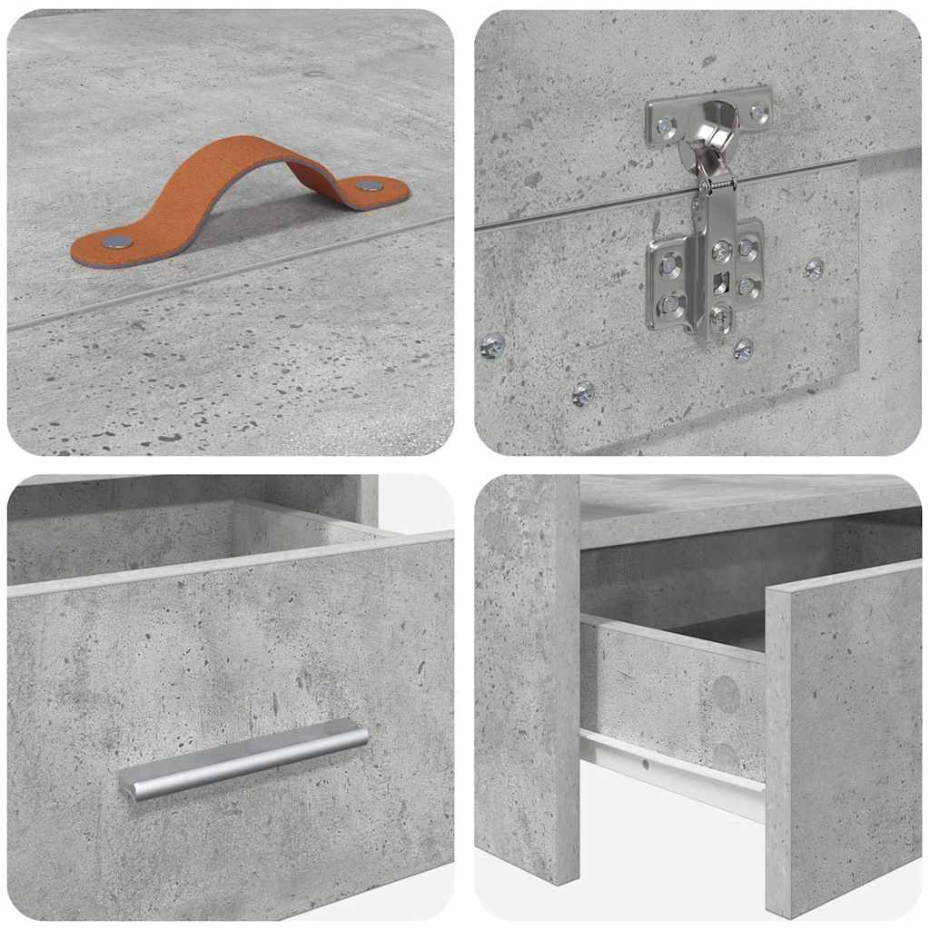 Seng Med Opbevaring Med Skuffe Beton Grå 100 X 200 Cm Konstrueret Træ - Billede 9