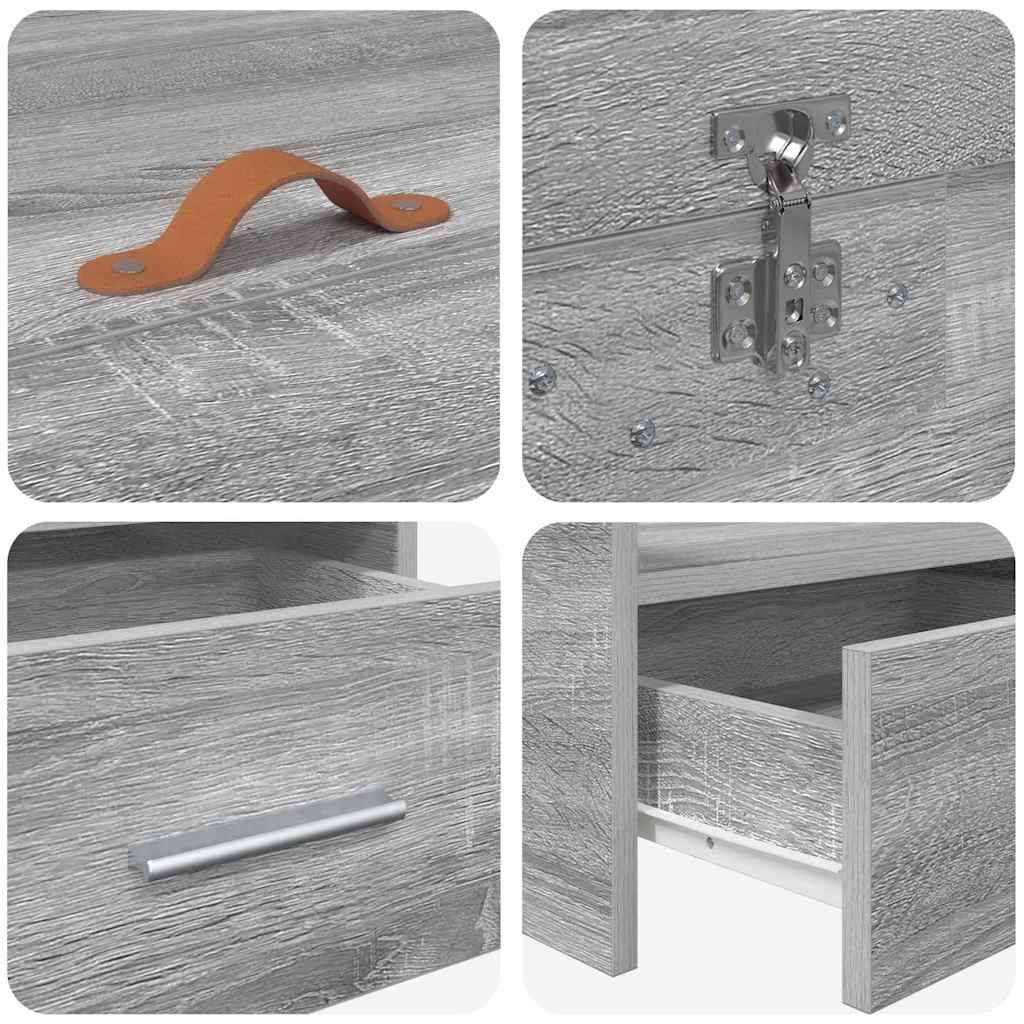 Seng Med Opbevaring Grå Sonoma 100 X 200 Cm Konstrueret Træ - Billede 9