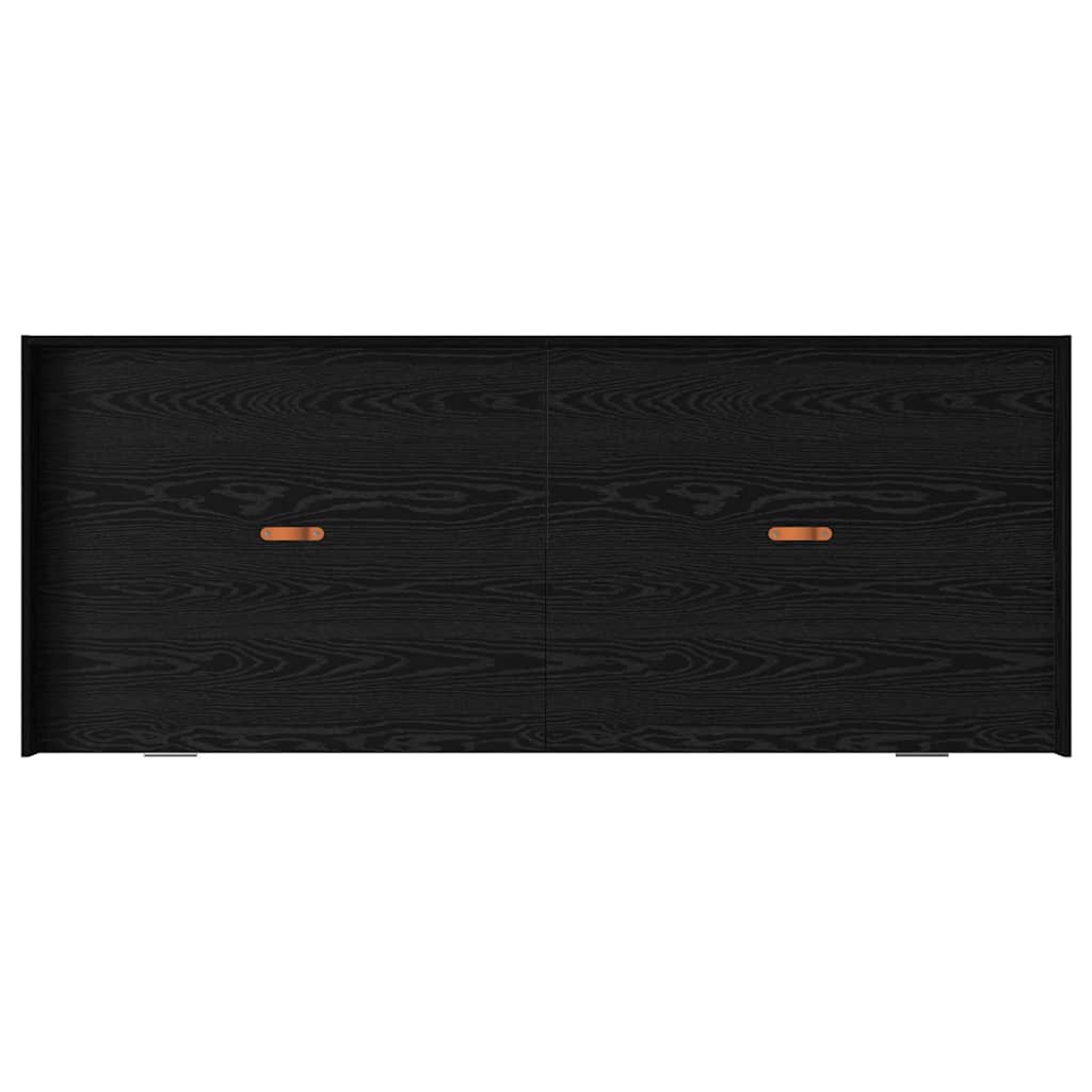 Seng Med Opbevaring Med Skuffe Sort Eg 90 X 200 Cm Konstrueret Træ - Billede 8