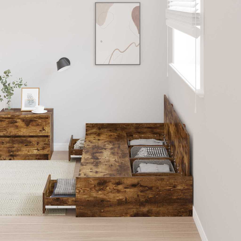 Seng Med Opbevaring Gammelt Træ 90 X 200 Cm Konstrueret Træ - Billede 4