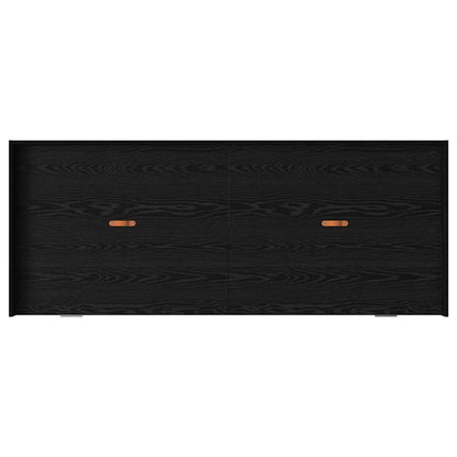 Seng Med Opbevaring Med Skuffe Sort Eg 80 X 200 Cm Konstrueret Træ - Billede 8