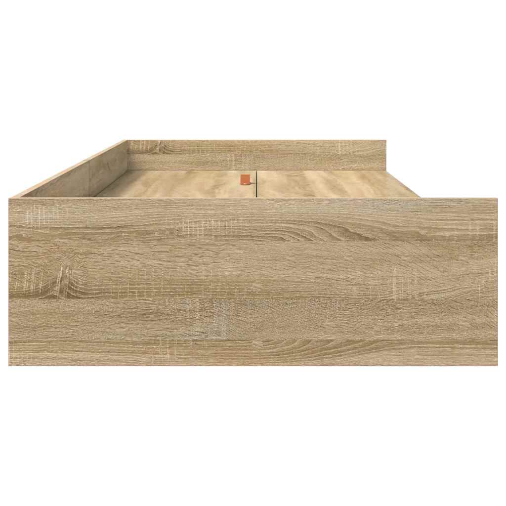 Seng Med Opbevaring Med Skuffe Sonoma Eg 80 X 200 Cm Konstrueret Træ - Billede 6