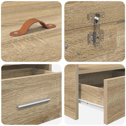 Seng Med Opbevaring Med Skuffe Sonoma Eg 75 X 190 Cm Konstrueret Træ - Billede 9