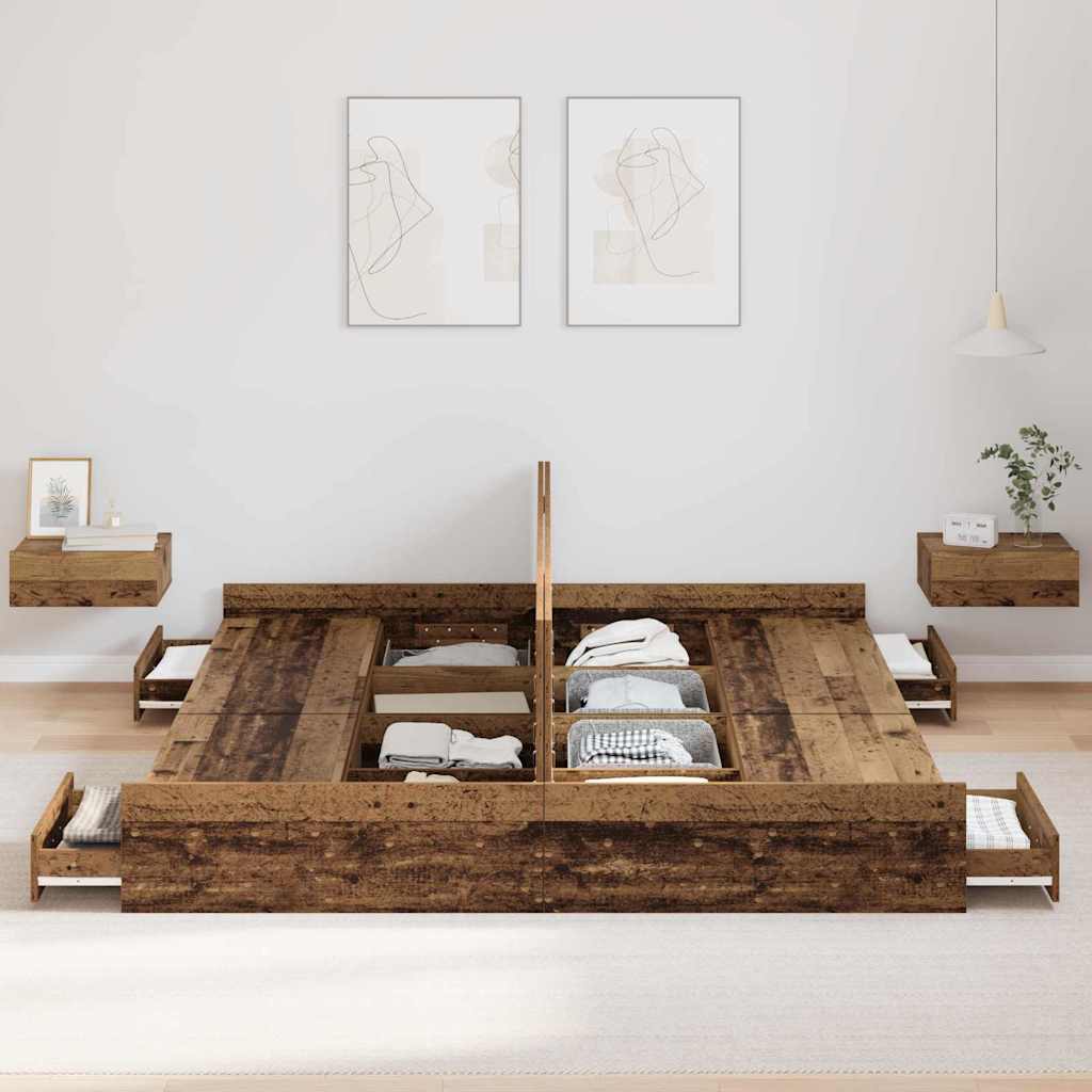 Seng Med Opbevaring Gammelt Træ 200 X 200 Cm Konstrueret Træ - Billede 4