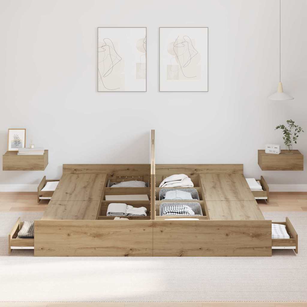 Seng Med Opbevaring Artisan Eg 180 X 200 Cm Konstrueret Træ - Billede 4