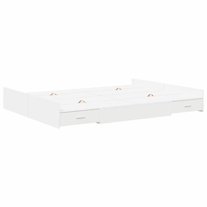 Seng Med Opbevaring Hvid 160 200 Cm Konstrueret Træ - Billede 7