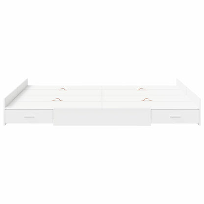 Seng Med Opbevaring Hvid 160 200 Cm Konstrueret Træ - Billede 5