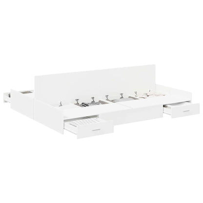 Seng Med Opbevaring Hvid 160 200 Cm Konstrueret Træ - Billede 3