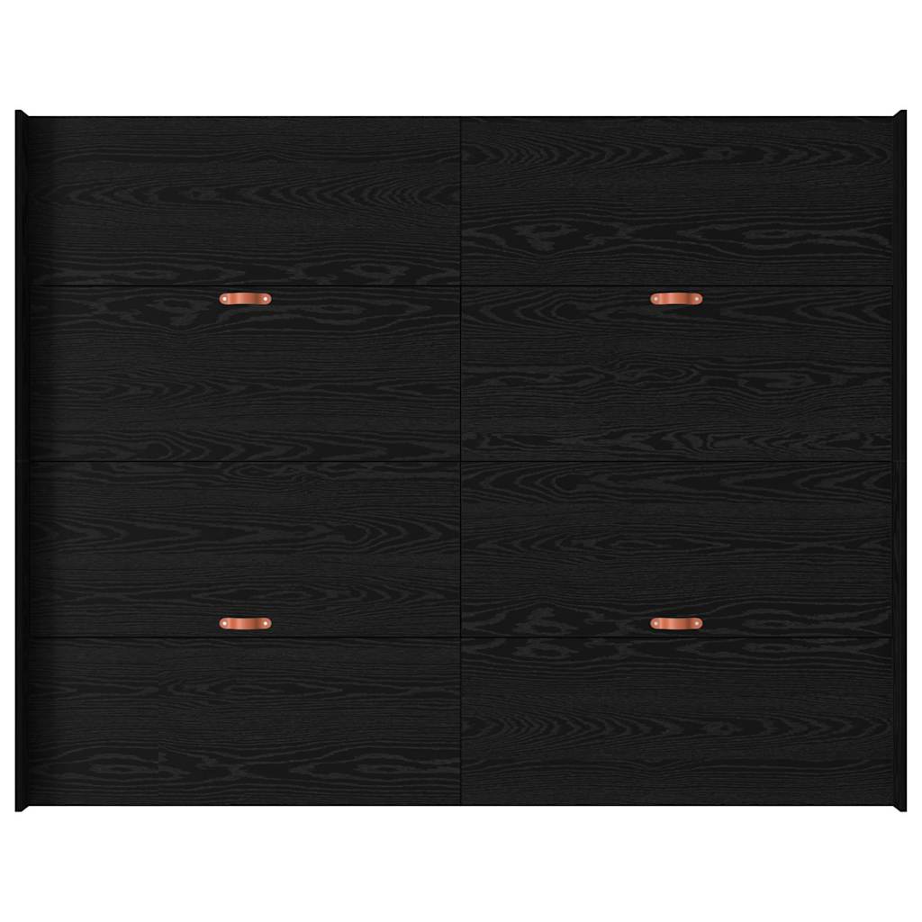 Seng Med Opbevaring Sort Eg 160 X 200 Cm Konstrueret Træ - Billede 8